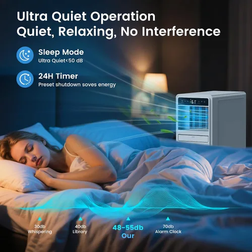 Vista 6 de DOMANKI Aire acondicionado portátil de 12000 BTU para habitaciones de hasta 500 pies cuadrados, unidad de CA portátil 3 en 1 con ventilador