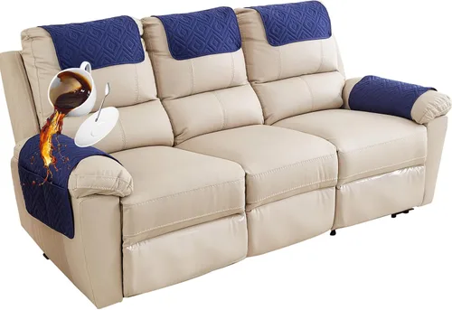 Vista 17 de Funda para Reposabrazos de Sofá, Funda para Reposacabezas de Silla Reclinable, Funda de Sillón con Bolsillos, Protector de Muebles Acolchado Beige