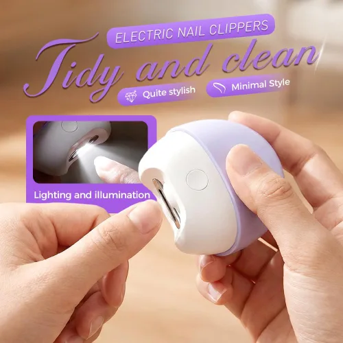 Vista 2 de Cortaúñas eléctrico automático 3 en 1, recortador de uñas con luz y almacenamiento de restos de uñas, cortaúñas eléctrico silencioso para adultos