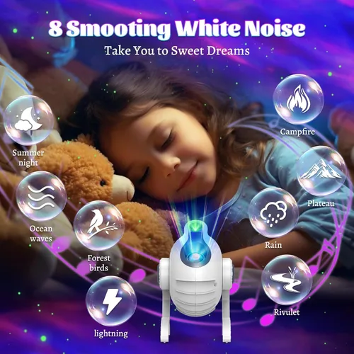 Vista 2 de Proyector Star Galaxy para dormitorio, proyector de luz nocturna de perro robot, lámpara LED de techo de nebulosa estrellada con altavoz Bluetooth
