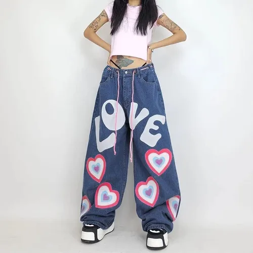 Vista 3 de Lokkcy Pantalones de mezclilla de cintura baja para mujer Y2K, pantalones cargo largos de pierna recta con bolsillos, jeans holgados casuales Y2K