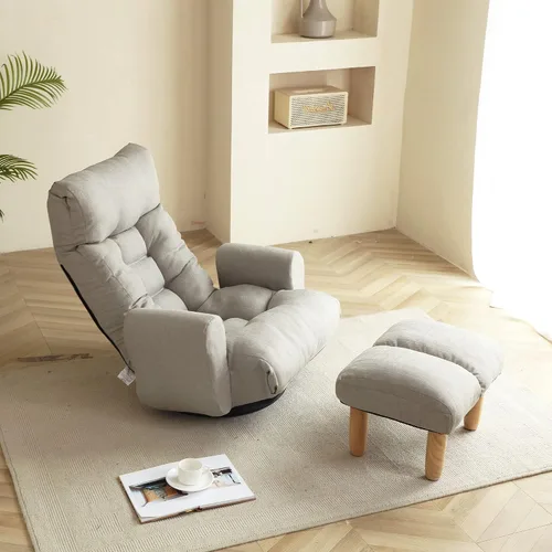 Vista 6 de Yoglad Sofá de estilo japonés, silla de juegos de suelo, sofá perezoso para leer juegos y meditar, 3 posiciones ajustables con cómodo respaldo