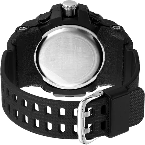 Vista 6 de Reloj analógico de cuarzo para hombre con doble pantalla y alarma digital con iluminación LED