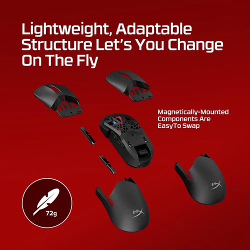 Vista 2 de HyperX Pulsefire Saga Pro Ratón Inalámbrico para Juegos (Negro)
