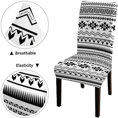 Vista 163 de CAPSCEOLL Christmas Dining Chair Covers,Snowflakes Festive Winter Pattern Stretch Chair Covers for Dining Room Set of 2 Washable Spandex Parson