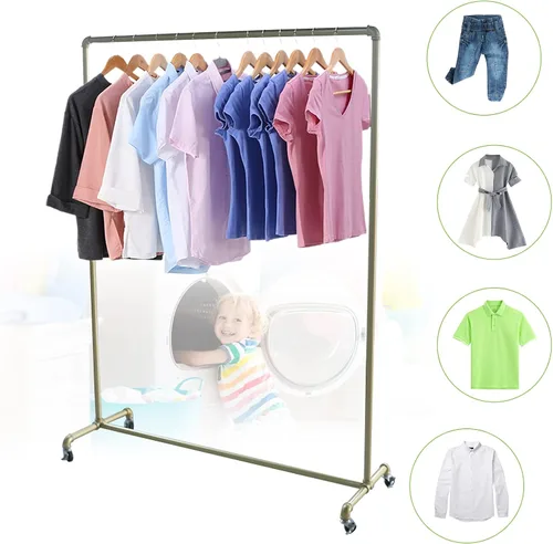 Vista 5 de Perchero de ropa, estante de ropa comercial para colgar ropa, percheros de ropa con ruedas para colgar ropa con ruedas con cerradura para el hogar