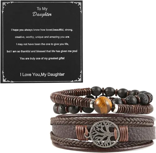 Vista 11 de HZMAN Pulseras de cuero genuino del árbol de la vida para hombres y mujeres (Classic Set)