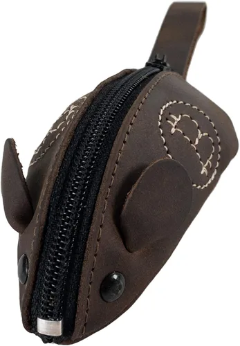 Vista 2 de Hide & Drink, Bolsa de monedas en forma de ratón, bolsa de cambio, estuche de bolsillo para monedas, accesorio de viaje, cuero de grano completo