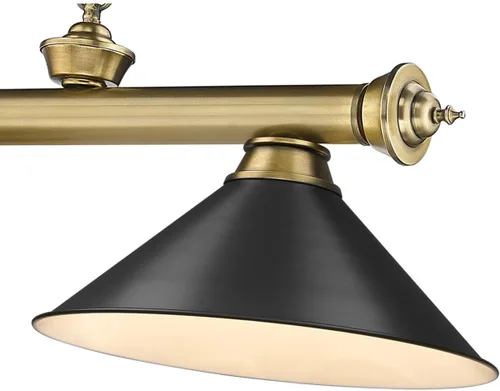 Vista 6 de Z-Lite 2306-3RB-MB15 - Colgante de billar con cordón, 3 luces, 180 vatios totales, latón frotado