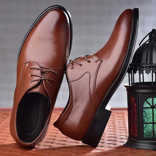 Vista 4 de Zapatos de vestir casuales para hombres y hombres, zapatos de vestir de estilo moderno, transpirables, con cordones, para hombre