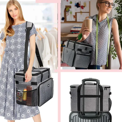 Vista 4 de BAGSFY Estuche grande para transportar máquina de coser, bolsa para máquina de coser, bolsa de viaje compatible con Brother, Singer, Bernina