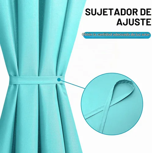 Vista 4 de Hiasan Cortinas francesas para puerta, color aguamarina, 24 pulgadas de Aqua