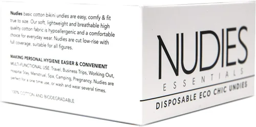 Vista 4 de NUDIES ESSENTIALS Ropa interior desechable Eco-Chic Bio-Degradable 100% Algodón, Bragas de talle bajo (paquete de 7)