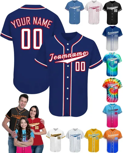 Vista 17 de Camiseta de béisbol personalizada para hombres, mujeres y niños con nombre, número y logotipo, camisetas de sóftbol personalizadas, S-4XL