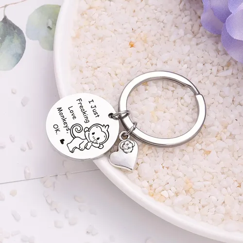 Vista 6 de RSZOTW - Llavero de regalo de cumpleaños de monos, llavero de animales, regalo para esposa, hija, llavero para amantes de los animales, llavero