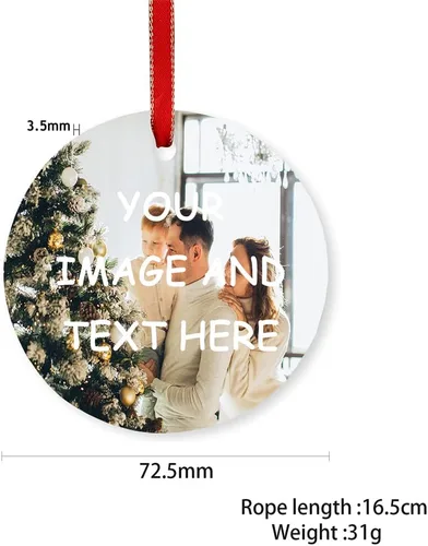 Vista 5 de Adornos colgantes de cerámica para árbol de Navidad, adorno personalizado de Navidad, adornos de foto personalizados, bola de adorno de foto