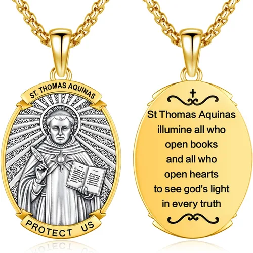 Vista 29 de Collar con colgante de amuleto de medalla de San de plata 10A-St Michael Oval
