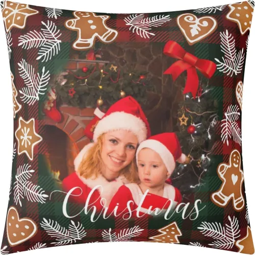 Vista 19 de POPCUSTOMS Funda de almohada personalizada con impresión de doble cara, funda de almohada con foto personalizada, decoración de Navidad, decoración