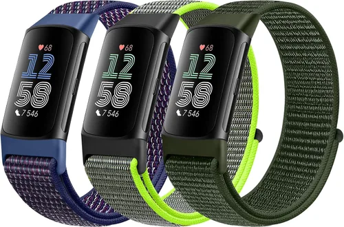Vista 9 de Correas de nailon para reloj deportivo compatibles con Fitbit Charge 6/5, correa de muñeca ajustable, transpirable, de repuesto, suave, de bucle
