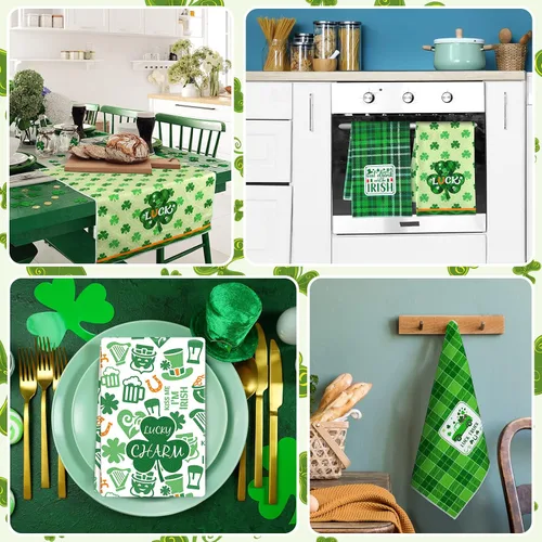 Vista 7 de Patelai 6 Pcs Toallas de Cocina del Día de San Patricio Toalla de Trébol Shamrock Toallas de Mano para Baño Toallas para Platos y Té Regalos