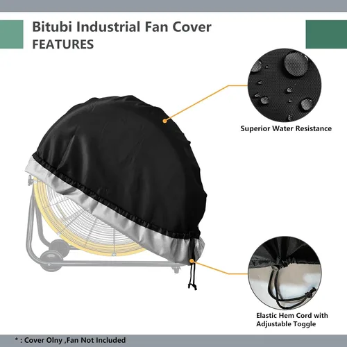 Vista 3 de Bitubi Cubierta de ventilador de tambor industrial, fundas impermeables para ventilador de exterior, compatible con ventilador de tambor industrial