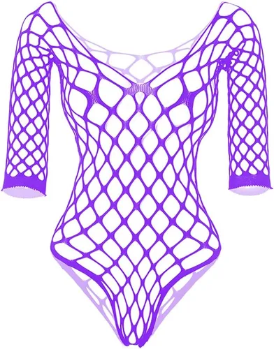 Vista 9 de Lencería de red para mujer, con cuello en V, mini vestido transparente, ropa de dormir de una pieza, talla única Negro 7