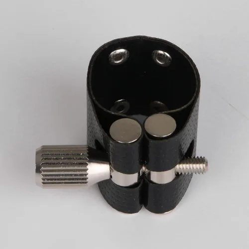 Vista 5 de Yibuy Jazz Style B-flat Boquilla de saxofón alto plateado 9 # PU tapa de cuero