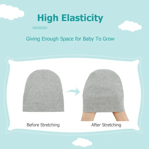 Vista 4 de Zando Gorros y manoplas unisex para bebés, gorro de hospital para recién nacidos, con guantes antiarañazos, conjunto para bebés y niños