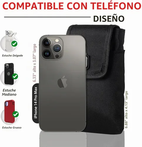 Vista 3 de Ranboo Funda de nailon para teléfono celular para cinturón, funda para teléfono con clip para cinturón para iPhone 17 Pro Max 16 Pro Max 15 Pro Max