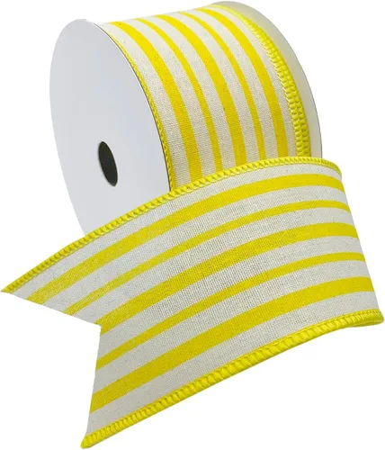 Vista 8 de Morex Ribbon Cinta de rayas de cabaña de lino con cable, 1.5 pulgadas por 10 yardas, verde manzana, 7579.40/10-550