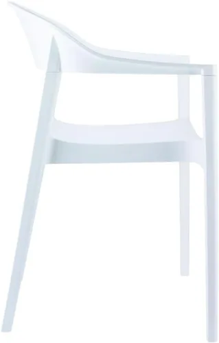 Vista 6 de Compamia Carmen - Silla de comedor para patio con asiento blanco brillante (juego de 2)
