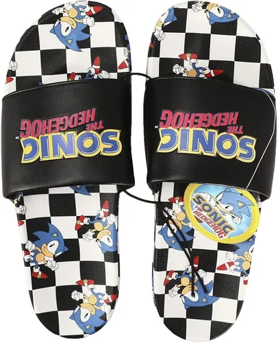 Vista 5 de Sonic The Hedgehog Sonic Dash - Sandalias a cuadros para hombre en blanco y negro