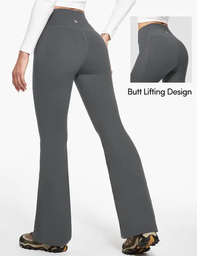 Vista 2 de IUGA Pantalones con forro polar para mujer, resistentes al agua, pantalones de senderismo para invierno, leggings acampanados con bolsillos, corte