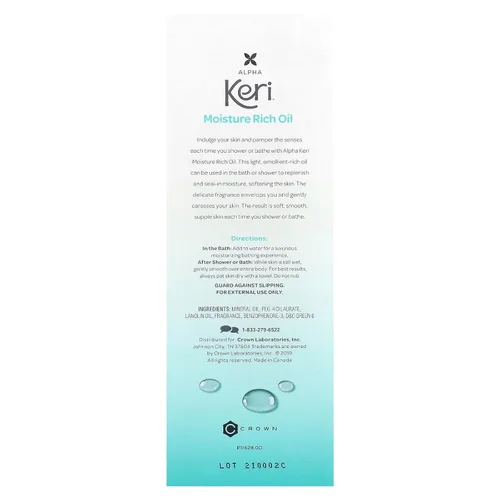 Vista 3 de Keri Aceite de baño de ducha rico en humedad, transparente, 8 onzas Replenishes & Seals in Moisture, Continuous Hydration, Softens & Smoothes