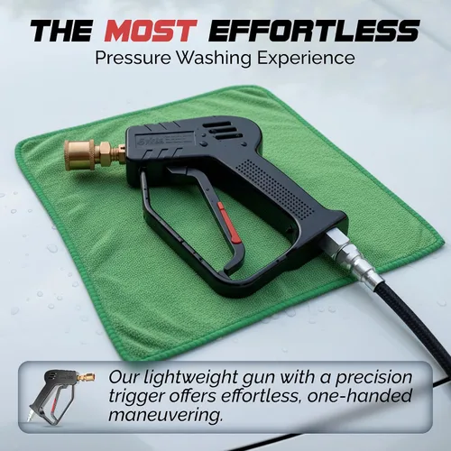 Vista 2 de Pistola de lavado a presión – Pistola de lavado de energía corta de 4000 PSI con giro de 360°, conexión rápida de 3/8 pulgadas, mango