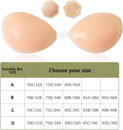 Vista 8 de JIFRONT Brasier adhesivo, brasier autoadhesivo, brasier de silicona reutilizable invisible sin tirantes, sujetadores sin espalda para mujer