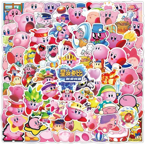 Vista 6 de 100 calcomanías de Kirby de dibujos animados kawaii, impermeables, para automóvil, bicicleta, maleta, botella de agua, teléfono celular, calcomanías