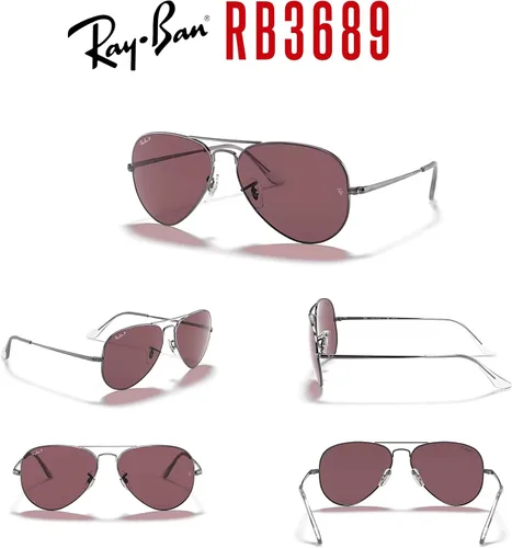 Vista 7 de Ray-Ban Aviator Metal II RB3689 - Lentes de sol de aviador para hombre y mujer + paquete con kit de gafas de diseño iWear de cortesía