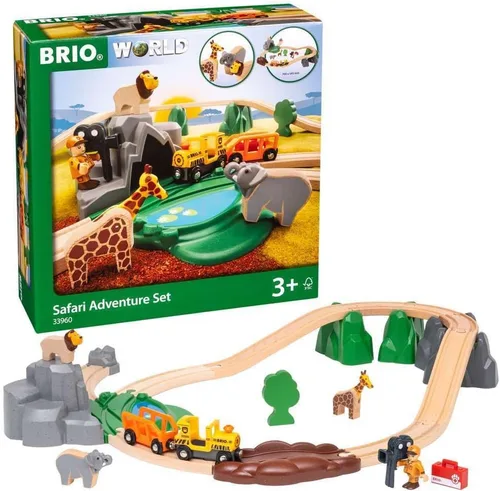 Vista 2 de BRIO World 33960 Safari Adventure Set - Juego de tren de juguete de madera con certificación FSC de 26 piezas para niños a partir de 3 años Juego