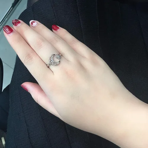 Vista 3 de Lindo anillo de plata de ley ajustable para mujer, cumpleaños, Halloween, Navidad, S925, regalo de joyería de plata