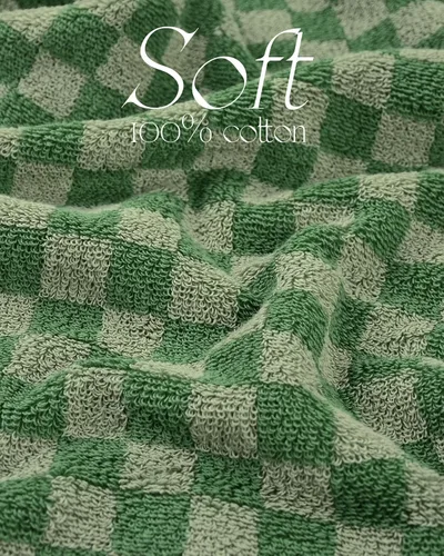 Vista 5 de Jacquotha Paquete de 4 toallas de mano suaves, juego de toallas faciales a cuadros verdes para baño, toallas de cocina decorativas de secado rápido