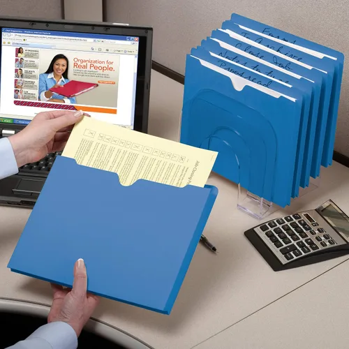 Vista 4 de Smead File Jacket, Reinforced Straight-Cut Tab, 2" Expansion, Letter Size, Blue, 50 per Box (75562) (Pack of 4)