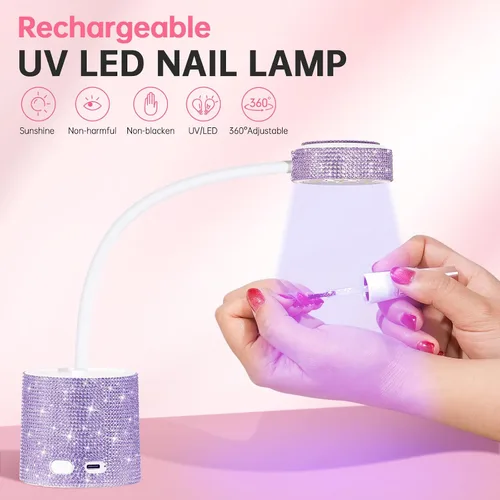 Vista 2 de Lámpara de uñas LED UV, mini luz UV para esmalte de uñas de gel, secador de uñas LED recargable, secado rápido, lámpara de uñas UV para el hogar