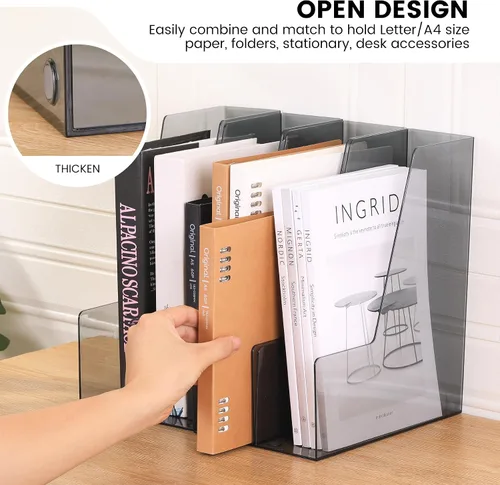 Vista 4 de CiWiVOKi Organizador Vertical de Archivos, Organizador de Escritorio de PET y Contenedores de Almacenamiento para Revistas, Carpetas, Cuadernos