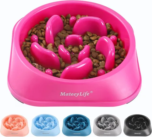 Vista 15 de MateeyLife Paquete de 2 cuencos para perros de alimentación lenta, 1 taza A-Azul claro y azul oscuro