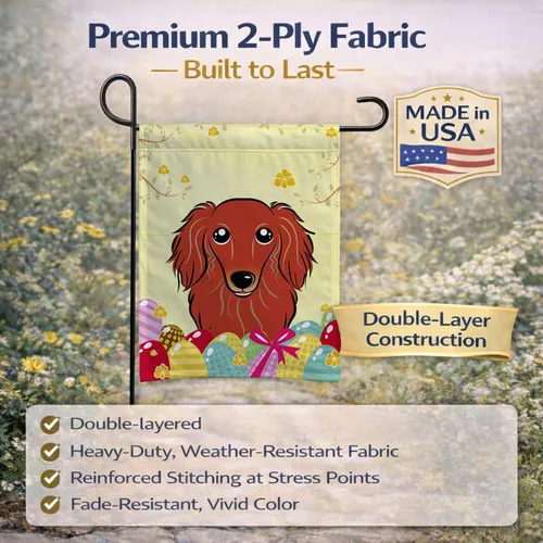 Vista 289 de Caroline's Treasures BB1923GF Bandera decorativa para jardín con diseño de Border Collie, para caza de huevos de Pascua, para jardín, jardín, patio