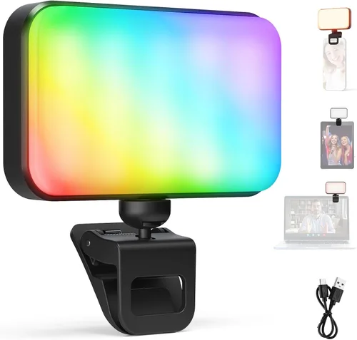Vista 13 de NEEWER Versión de Nivel de Entrada Luz LED para Selfie, Clip de Plástico para Relleno de Luz en Teléfono para iPhone, 66 LEDs CRI92 Portátil
