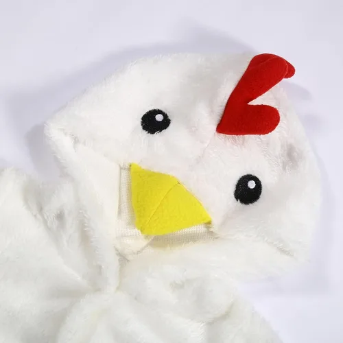 Vista 6 de Disfraz de pollo para bebé, mameluco mullido con capucha y botones para Blanco