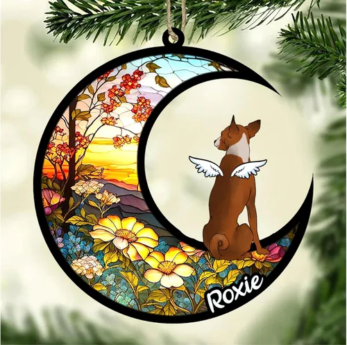 Vista 519 de LOVELYPOD Adorno de Navidad personalizado para perro Basset Hound (marrón) Basset Hound (marrón) adorno para atrapasoles de perro, razas de perros