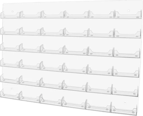 Vista 5 de Soporte para tarjetas de visita de pared, 2 ranuras, acrílico transparente, multibolsillo con hardware, tarjeta de regalo o tarjetas de citas